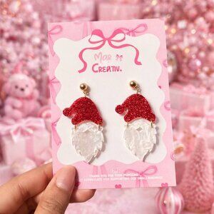 Santa Hat Gnome Earrings Christmas Dangle Earrings Cute Holiday Statement Jewelr